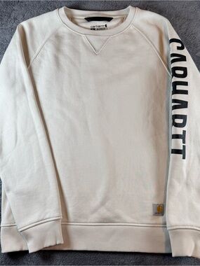 Carhartt Womens Cream Relaxed Fit Sleeve Logo Sweatshirt TS4410-W Medium 8-10
